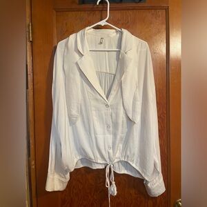 Free People Silky Blouse with Tie